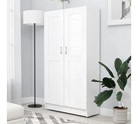 HETFTJN Libreria bianca 82,5 x 30,5 x 150 cm Armadio alto sottile in legno con 4 scomparti e 2 ante per soggiorno corridoio e camera da letto