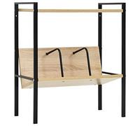 HETFTJN Libreria con 2 ripiani, scaffale in legno e acciaio, scarpiera stretta per corridoio e soggiorno, design industriale, 52 x 28 x 59 cm, nero e rovere