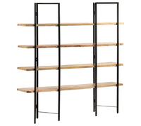 HETFTJN Libreria con 4 ripiani, 160 x 35 x 160 cm, design industriale, in legno massello di mango e ferro, grande scaffale da parete per soggiorno e ufficio, scaffale rustico