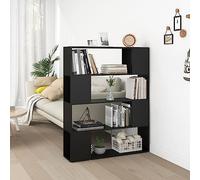 HETFTJN Libreria divisoria nera 100 x 24 x 124 cm in legno con 4 scomparti, design moderno, robusta e durevole, per soggiorno, ufficio e corridoio