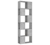 HETFTJN Libreria Divisorio a 6 Scomparti Grigio Cemento 60x24x186 cm