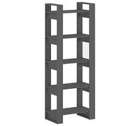 HETFTJN Libreria Divisorio in Legno Massello di Pino Grigia 60x35x160 cm | Scaffale bifacciale senza schienale ideale per soggiorno e studio, ottimizza lo spazio e separa gli ambienti con stile.
