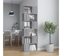 HETFTJN Libreria grigia Sonoma 60 x 24 x 186 cm in legno con 6 scomparti come divisorio e spazio per il soggiorno