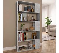 HETFTJN Libreria grigio cemento, 80 x 24 x 159 cm, in legno con 5 scomparti, design moderno, robusta e durevole, come divisorio per soggiorno, corridoio e molto altro ancora