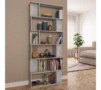 HETFTJN Libreria grigio cemento, 80 x 24 x 192 cm, in legno con 18 scomparti, design moderno, robusta e durevole, come divisorio per soggiorno, corridoio e altro ancora