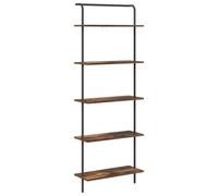 HETFTJN Libreria in legno di quercia affumicata, 60 x 24 x 168 cm, con 5 ripiani, moderna, grande spazio di archiviazione, robusta costruzione per soggiorno, ufficio, corridoio e camera da letto