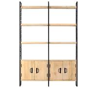 HETFTJN Libreria in Legno Massello di Mango e Ferro 124x30x180 cm