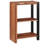 HETFTJN Libreria marrone, 50 x 30 x 75 cm, in legno massiccio di acacia, moderna scaffale con 2 ripiani e gambe in ferro stabili, scaffale sottile in legno per soggiorno e ufficio domestico