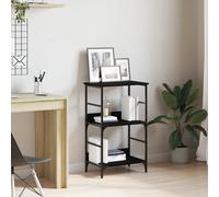 HETFTJN Libreria Moderna Nero Legno Ingegnerizzato Acciaio per Soggiorno Ufficio 50x33x82 cm Design Elegante con Due Ripiani Salvaspazio
