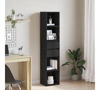 HETFTJN Libreria Modulare Nero Rovere Legno Ingegnerizzato con 5 Ripiani Regolabili 36x30x171 cm per Soggiorno Ufficio o Biblioteca Design Minimalista