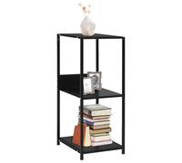 HETFTJN Libreria nera 33,5 x 39,6 x 79,7 cm legno acciaio design compatto con 3 ripiani per soggiorno, terrazza e balcone