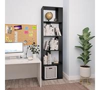 HETFTJN Libreria nera 45 x 24 x 159 cm in legno con 5 scomparti, design elegante, robusta e durevole, utilizzabile come divisorio per soggiorno, corridoio e altro ancora
