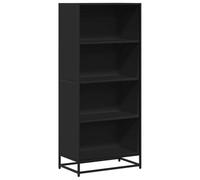HETFTJN Libreria nera, 60 x 35 x 139 cm, moderna scaffale con 4 ripiani in legno e struttura in metallo, stabile scaffale per soggiorno, ufficio e corridoio