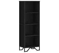 HETFTJN Libreria Nera a 4 Scomparti 50x31x137,5 cm in Legno e Metallo