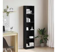 HETFTJN Libreria nera effetto quercia, 40 x 24 x 176 cm, materiale in legno con 5 scomparti, elegante miracolo dello spazio per soggiorno, ufficio e corridoio