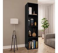 HETFTJN Libreria nera in legno 36 x 30 x 143 cm con 4 scomparti, design elegante e robusto armadietto per soggiorno e molto altro ancora