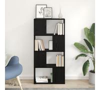 HETFTJN Libreria per Soggiorno Moderna in Legno Ingegnerizzato Rovere Nero con 5 Ripiani, Design Aperto e Struttura Robusta, Facile Assemblaggio, Dimensioni 60x24x124 cm per Mobili Salotto