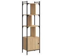 HETFTJN Libreria Scaffale con Anta Rovere Sonoma 44,5x30x154,5 cm | Design a zig-zag moderno con vano chiuso ad anta e ripiani aperti, ideale per organizzare lo studio o il soggiorno.