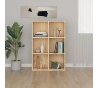 HETFTJN Libreria Sonoma in legno di quercia 66 x 30 x 98 cm, con 6 scomparti, spazio per libri e decorazioni, design elegante per soggiorno e ufficio