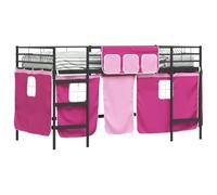 HETFTJN Loft per bambini con tenda, colore nero e rosa, 90 x 190 cm, letto a soppalco in metallo, per ragazze, rifugio sotto il letto, design moderno, robusto e durevole, per camera da letto e camera