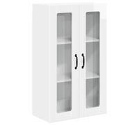 HETFTJN Lucca - Armadietto da parete in vetro per cucina, moderno, bianco lucido, con 2 ante e 3 ripiani, 60 x 31 x 100 cm, in robusto legno