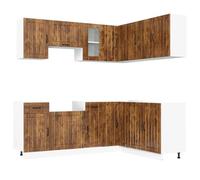 HETFTJN Lucca - Set di 11 armadi da cucina, 80 x 46 x 81,5 cm, in legno, design moderno, con mobiletto angolare e pensile per cucina, sala da pranzo
