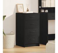 HETFTJN Madia Moderna in Legno Ingegnerizzato Nero 40x41x75 cm con 4 Cassetti per Cucina e Soggiorno Design Elegante Funzionale