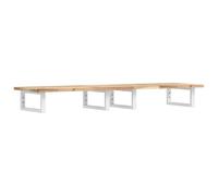 HETFTJN Mensola Lavabo Sospesa in Acacia e Acciaio 160x40 cm con 4 Staffe | Piano sospeso per bagno moderno, compatibile con lavabi da appoggio con montaggio flessibile e 4 robuste staffe.