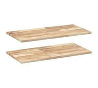 HETFTJN Mensole da Parete 2 pz 80x40x2 cm Legno Acacia Non Trattato | Ripiani sospesi personalizzabili in legno grezzo per ottimizzare lo spazio in soggiorno o studio con stile naturale.