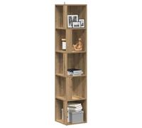 HETFTJN Mobile Angolare Armadietto in Truciolato Rovere Artigianale 33x33x165 cm Design Salvaspazio per Organizzare Libri Riviste in Soggiorno Camera da Letto Ufficio