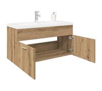 HETFTJN Mobile Bagno con Lavabo Integrato in Rovere Artigianale, Mobile Sottolavabo Salvaspazio con Rubinetto e Cassetto, Truciolato Resistente 90x38.5x46 cm per Ottimizzare Spazi Piccoli