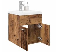 HETFTJN Mobile Bagno con Lavabo Integrato Rubinetto Legno Antico Bianco Salvaspazio 41x38.5x46 cm Cassetto Ampio Design Pratico per Ottimizzare Spazio