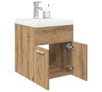 HETFTJN Mobile Bagno con Lavabo Integrato Rubinetto Rovere Artigianale Salvaspazio Stretto 41x38,5x46 cm per Piccoli Bagni
