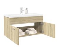 HETFTJN Mobile Bagno con Lavabo Integrato Salvaspazio Rovere Sonoma 90x38.5x46cm con Ampio Spazio di Stoccaggio Design Elegante per Bagno