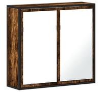 HETFTJN Mobile Bagno con Specchio Rovere Fumo 65x20x60 cm a Parete | Pensile salvaspazio da parete per bagno con telaio in metallo, vano interno organizzato e riflesso nitido non distorto.