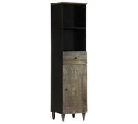 HETFTJN Mobile Bagno in Legno Massello di Mango Nero 38x33x160 cm con Maniglie Pratiche e Ampio Spazio per Articoli da Toeletta Montaggio Personalizzabile per Bagno Salvaspazio