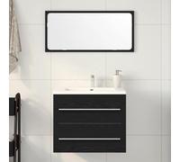 HETFTJN Mobile Bagno Salvaspazio in Legno Tecnico Rovere Nero 60x38,5x48 cm con Ampio Armadietto Design Elegante Facile Manutenzione per Organizzare Articoli da Toeletta