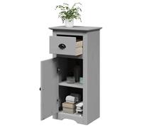 HETFTJN Mobile Bagno Salvaspazio Stretto Grigio con Cassetto e Anta, 44x30x90 cm, Legno Massello di Pino per Piccoli Spazi Bagno Organizzato