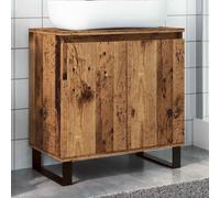 HETFTJN Mobile Bagno Salvaspazio Stretto in Truciolato Legno Vecchio 58x33x60 cm con Ampio Scomparto e Piedini Ferro per Organizzazione Bagno
