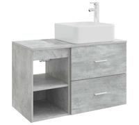 HETFTJN Mobile Bagno Sospeso 2 Pz Grigio Cemento in Legno Multiuso | Set di due mobili salvaspazio da parete con cassetti e ripiani integrati per bagno moderno e ordinato.