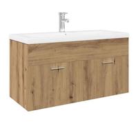 HETFTJN Mobile Bagno Sospeso con Lavabo Integrato e Rubinetto 90 cm | Soluzione salvaspazio a parete con cassetto, lavabo in ceramica bianca, troppopieno e rubinetto per la stanza da bagno.