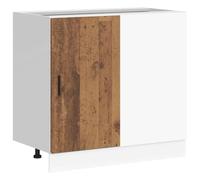 HETFTJN Mobile Base Cucina Lyon per Lavello Legno Antico 86x46cm | Mobile sottolavello modulare per la cucina con ante contenitive, piedini regolabili in altezza e finitura legno antico.