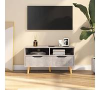 HETFTJN Mobile basso per TV, grigio cemento, 90 x 40 x 48,5 cm, in legno, moderna credenza con capacità di carico di 40 kg, tavolo per TV con cassetto, tavolo da soggiorno adatto per TV fino a 65