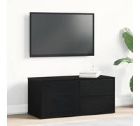 HETFTJN Mobile basso per TV, nero, 80 x 34 x 35,5 cm, in legno, moderna credenza con porta e cassetto, stabile tavolo per TV per soggiorno