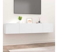 HETFTJN Mobile basso per TV, set da 2 pezzi, bianco, 80 x 30 x 30 cm, in robusto materiale in legno con 2 ante pieghevoli, max. 60 kg, design moderno per soggiorno, corridoio e camera da letto