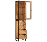 HETFTJN Mobile Colonna Bagno 40x30x190 cm Legno di Acacia e Ferro