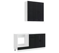 HETFTJN Mobile Credenza Modulare da Cucina Set 5 Pezzi Nero PORTO | Organizzazione versatile per la cucina con armadietti pensili e basi modulari per ottimizzare ogni spazio.