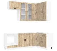 HETFTJN Mobile Cucina Componibile 8 Pz PORTO Legno Rovere Sonoma | Set mobiletti modulari per cucina in legno ingegnerizzato con piedini regolabili e dispositivo di fissaggio a parete.