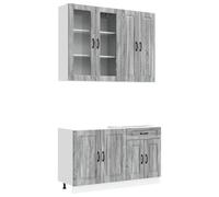 HETFTJN Mobile Cucina Modulare 4 Pezzi KALMAR Mobiletti Grigio Sonoma | Set da credenza per la cucina con piedini regolabili e montaggio a parete per organizzare al meglio lo spazio domestico.
