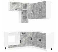 HETFTJN Mobile Cucina Modulare KALMAR Set 8 Pezzi Grigio Cemento | Soluzione componibile in legno ingegnerizzato grigio cemento per l'organizzazione ottimale dello spazio in cucina.